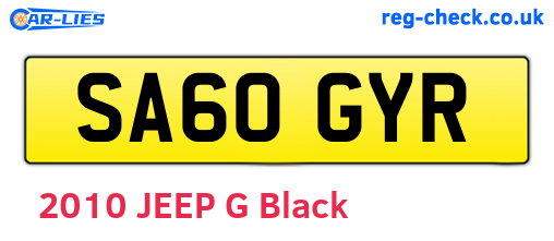 SA60GYR are the vehicle registration plates.