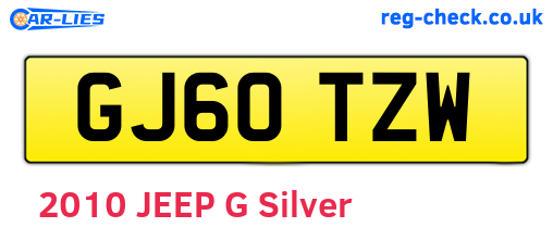 GJ60TZW are the vehicle registration plates.