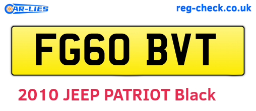 FG60BVT are the vehicle registration plates.
