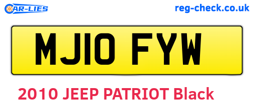 MJ10FYW are the vehicle registration plates.