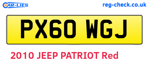 PX60WGJ are the vehicle registration plates.