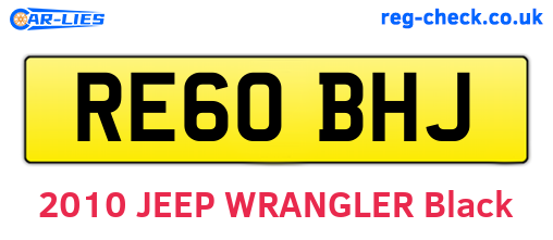 RE60BHJ are the vehicle registration plates.