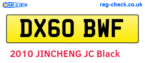 DX60BWF are the vehicle registration plates.