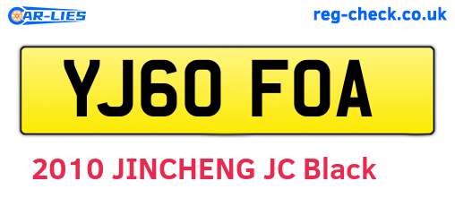 YJ60FOA are the vehicle registration plates.