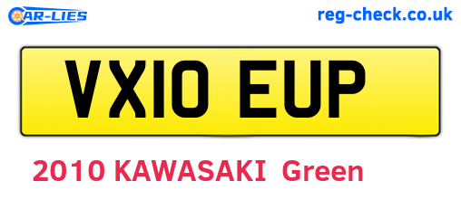 VX10EUP are the vehicle registration plates.