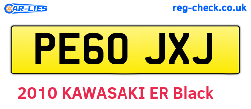 PE60JXJ are the vehicle registration plates.