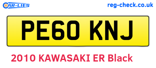 PE60KNJ are the vehicle registration plates.
