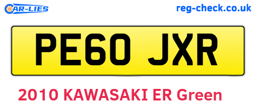 PE60JXR are the vehicle registration plates.