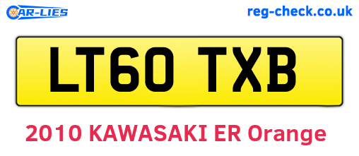 LT60TXB are the vehicle registration plates.
