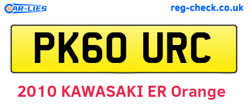 PK60URC are the vehicle registration plates.