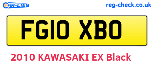 FG10XBO are the vehicle registration plates.
