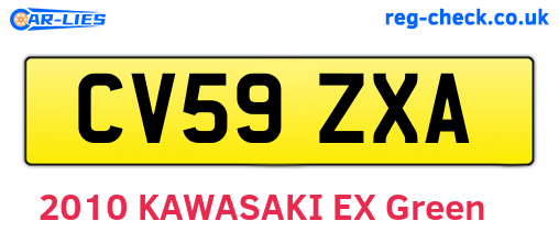 CV59ZXA are the vehicle registration plates.