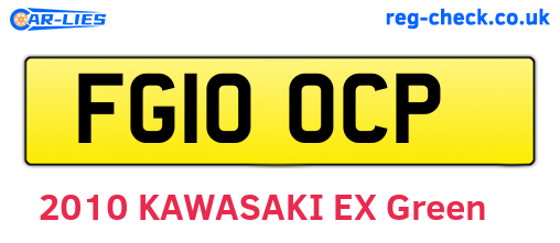 FG10OCP are the vehicle registration plates.