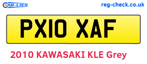 PX10XAF are the vehicle registration plates.