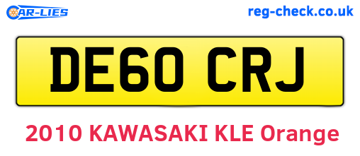 DE60CRJ are the vehicle registration plates.