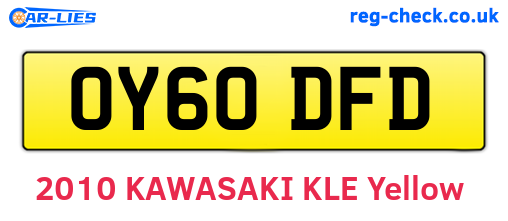 OY60DFD are the vehicle registration plates.
