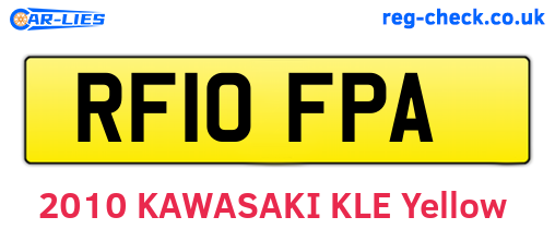 RF10FPA are the vehicle registration plates.