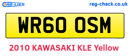 WR60OSM are the vehicle registration plates.