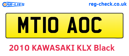 MT10AOC are the vehicle registration plates.