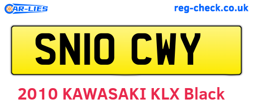 SN10CWY are the vehicle registration plates.