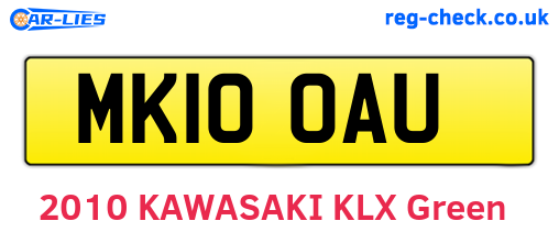 MK10OAU are the vehicle registration plates.
