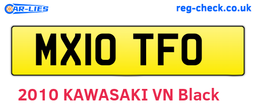 MX10TFO are the vehicle registration plates.