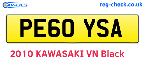 PE60YSA are the vehicle registration plates.