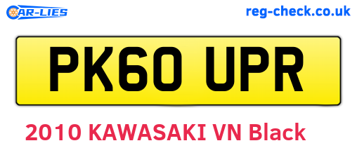 PK60UPR are the vehicle registration plates.