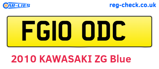 FG10ODC are the vehicle registration plates.