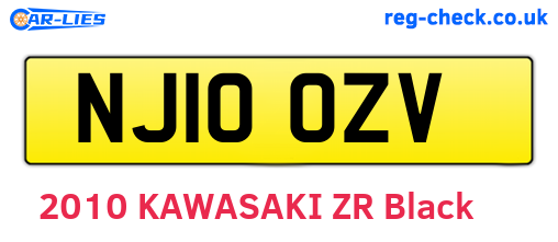 NJ10OZV are the vehicle registration plates.