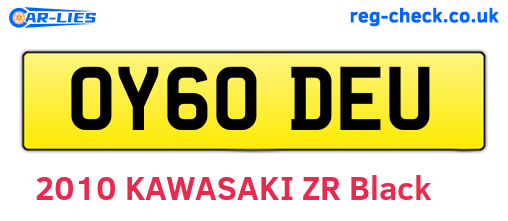 OY60DEU are the vehicle registration plates.