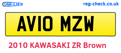 AV10MZW are the vehicle registration plates.