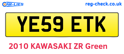 YE59ETK are the vehicle registration plates.