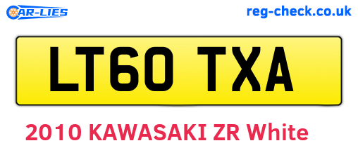 LT60TXA are the vehicle registration plates.