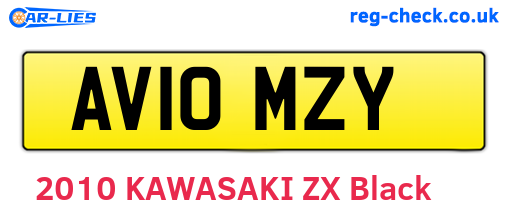 AV10MZY are the vehicle registration plates.