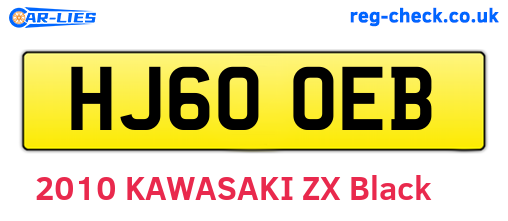 HJ60OEB are the vehicle registration plates.
