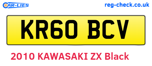KR60BCV are the vehicle registration plates.