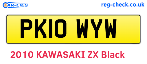 PK10WYW are the vehicle registration plates.