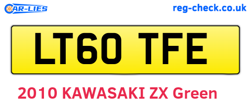 LT60TFE are the vehicle registration plates.