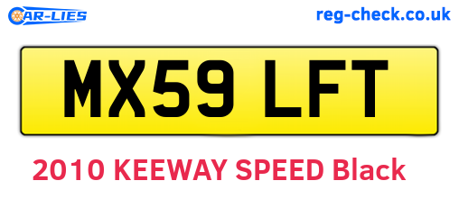 MX59LFT are the vehicle registration plates.
