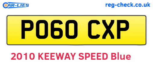 PO60CXP are the vehicle registration plates.