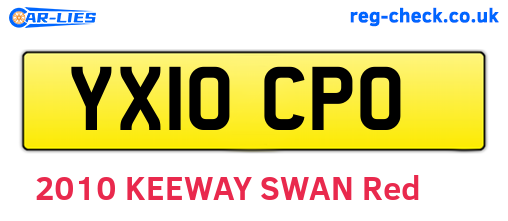 YX10CPO are the vehicle registration plates.