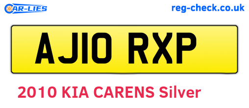 AJ10RXP are the vehicle registration plates.