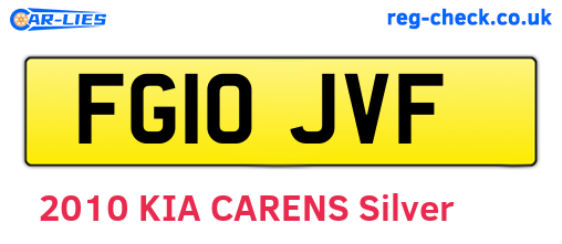 FG10JVF are the vehicle registration plates.