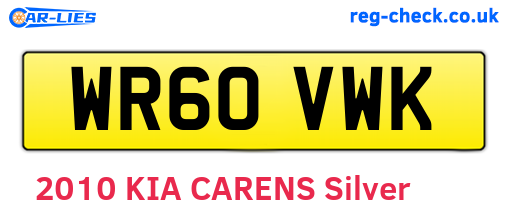 WR60VWK are the vehicle registration plates.
