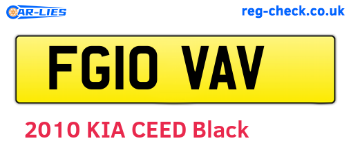 FG10VAV are the vehicle registration plates.