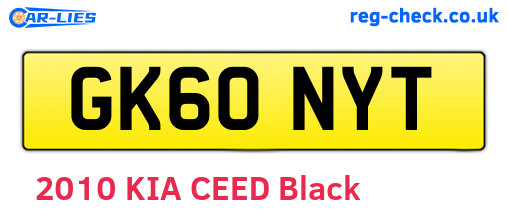 GK60NYT are the vehicle registration plates.