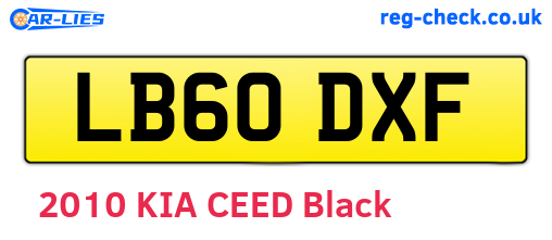 LB60DXF are the vehicle registration plates.