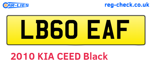 LB60EAF are the vehicle registration plates.