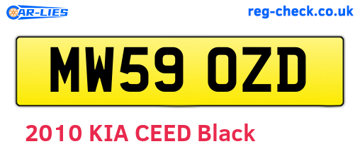 MW59OZD are the vehicle registration plates.